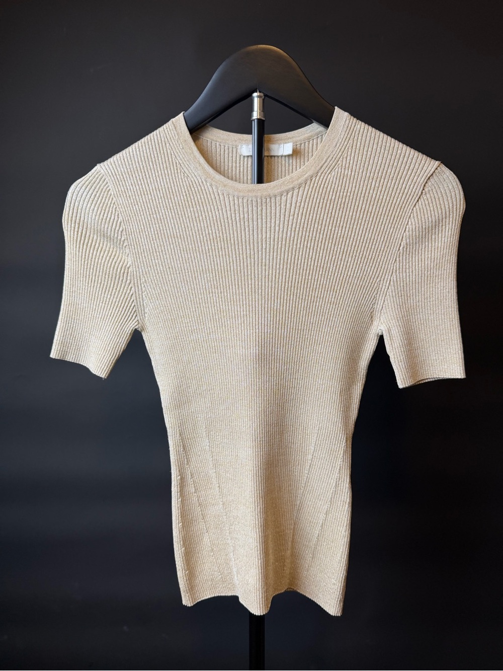 Zimmermann Cream Ribbed Short-Sleeve Knit Top